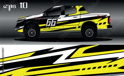 Racing car wrap design vector. Abstract graphic stripe racing background kit design for vehicle wrap, race car, rally, adventure and livery