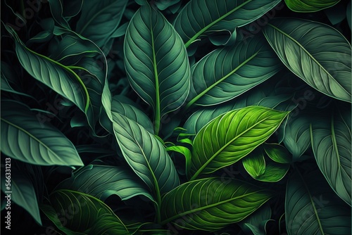  a close up of a green leafy plant with leaves in the foreground and a black background with a white border in the middle. generative ai