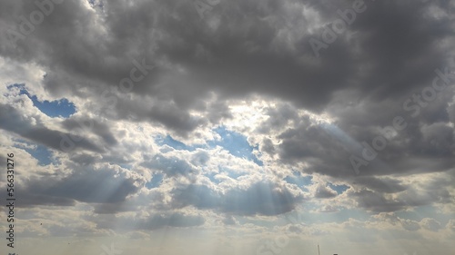 clouds and sun rays in the sky