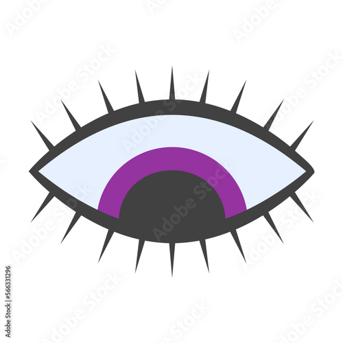 Open eye vector illustration. All seeing eye sticker. Cartoon drawing of witchcraft or magic element in boho style isolated on white background