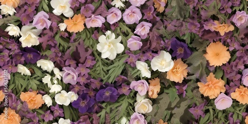 Fototapeta Naklejka Na Ścianę i Meble -  Roses and Flowers Seamless Tiled vintage, floral pattern, beautiful background for wallpaper 4K

