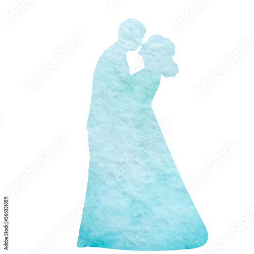 bride and groom silhouette watercolor,design isolated