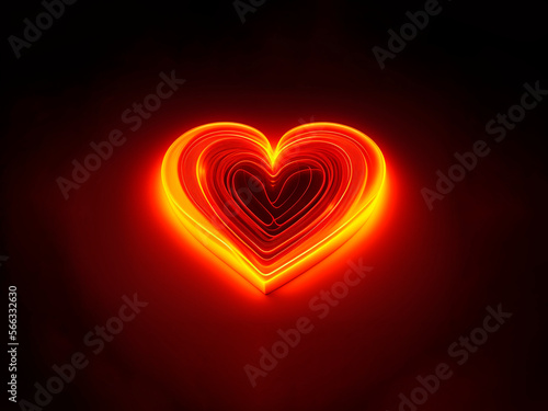 heart in fire on ablack background