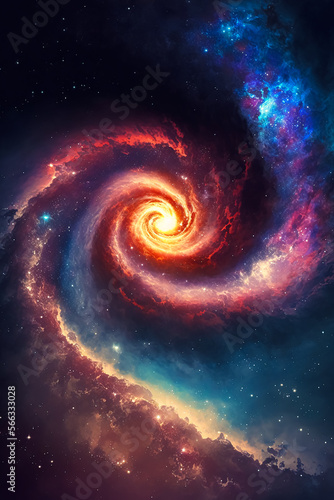 Galaxy in space textured background.  Generative AI © nadunprabodana