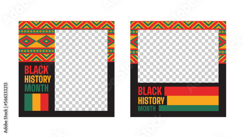 Collection of black history month social media posts. Celebrating black history month.
