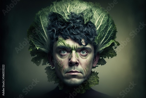 Cabbage head, concept of Edible Vegetable and Leafy Green, created with Generative AI technology
