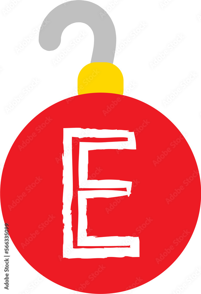 Fototapeta premium Christmas Ornament Ball Alphabet Letter E