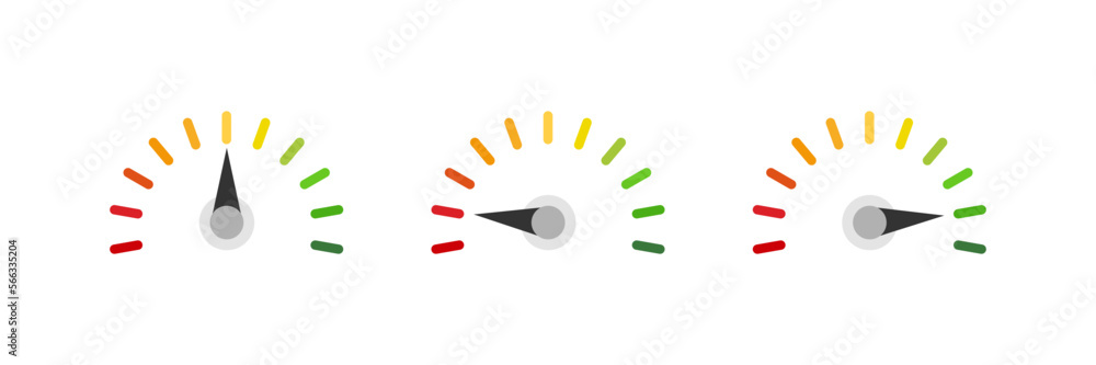 Speedometer icon set. Vector illustration.