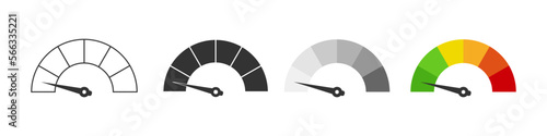 Speedometer icon set. Vector illustration.