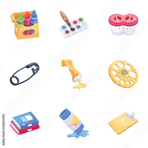 Set of Art and Craft 2D Icons 
