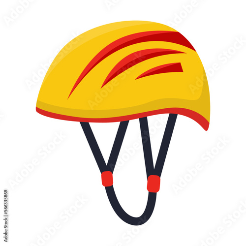 Safety plastic head protection helmet on white background. Equipment for climbing flat vector illustration. Extreme sports, mountaineering concept