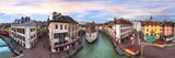 France travel and landmarks. Romantic beautiful old town of Annecy aerial drone view with medieval castle. Haute-Savoi region.