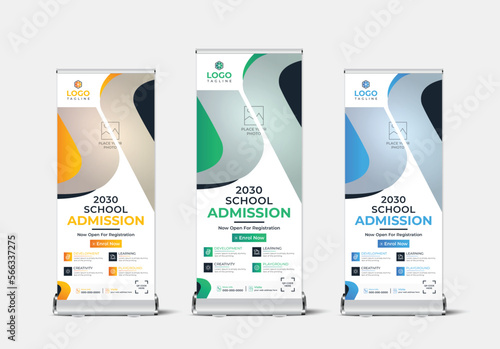 Back to school admission roll up banner and rack card template