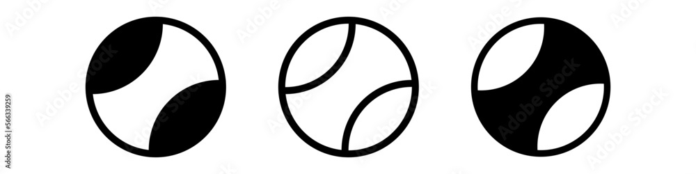 Black tennis ball silhouette. Tennis ball icon on white background. Ball design vector illustration.