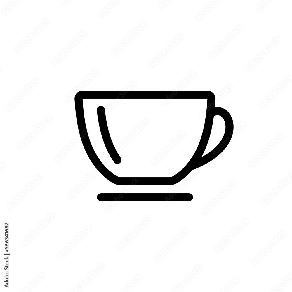Cup and saucer icon. Outline symbol of coffee and fragrant cappuccino for morning vivacity and graphic design for vector teahouses Cup and saucer icon. Outline symbol of coffee and fragrant cappuccino for morning vivacity and graphic design for vector teahouses