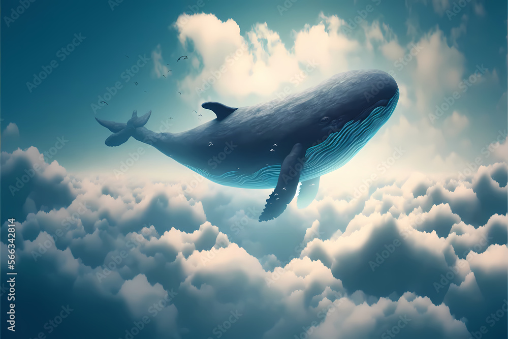 Fototapeta premium a whale floating above the clouds