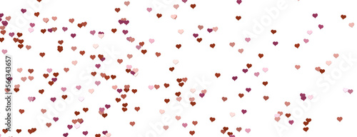 Falling red and pink hearts isolated on transparent background. Valentine   s day design