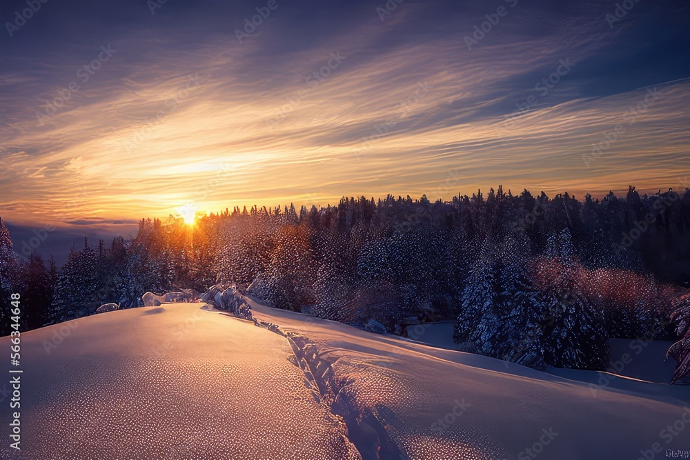 Winter Landscape during Sunset Winter Landscape during Sunset