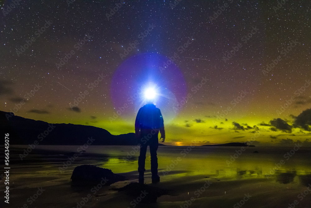 Northern lights with person