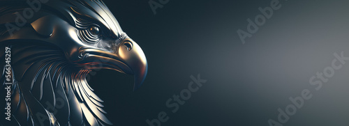metal eagle head illustration on dark background. Generative AI
