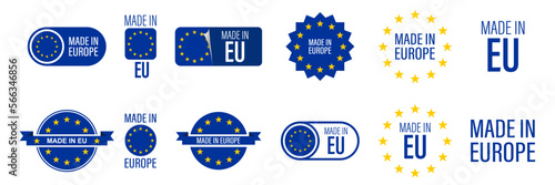 Made In Europe Label. European Quality Sticker Icon. Vector Illustration