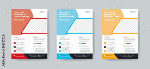 Business flyer bundle or corporate flyer template set Orange, Green and Blue color. corporate flyer, business proposal, promotion flyer