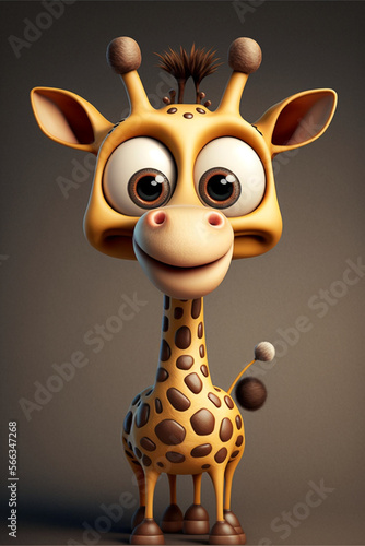 Cute Adorable Giraf with Big Eyes Generative AI Digital Illustration Part 300123