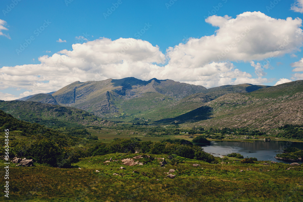 Landscape of Lady's view, Killarney National Park in Ireland. The famous Ladies View, Ring of Kerry, one of the best panoramas in Ireland. Landscape of Lady's view, Killarney National Park in Ireland. The famous Ladies View, Ring of Kerry, one of the best panoramas in Ireland.