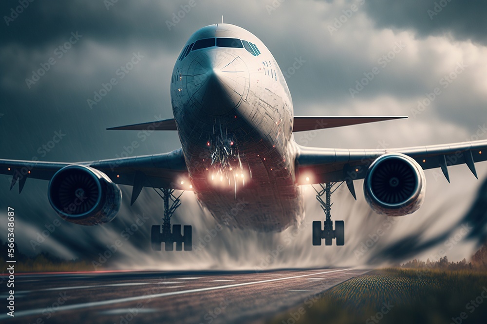 Fototapeta premium Plane is taking off. Generative AI.