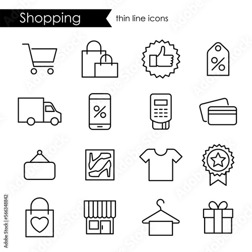 Shopping thin line icons, online market, retail