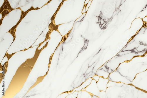 White and gold marble slabs background. Stone texture composition. Backdrop for food photography or another ideas. Artistic banner, grunge graphic design. Free copy space. 3D. © pawczar