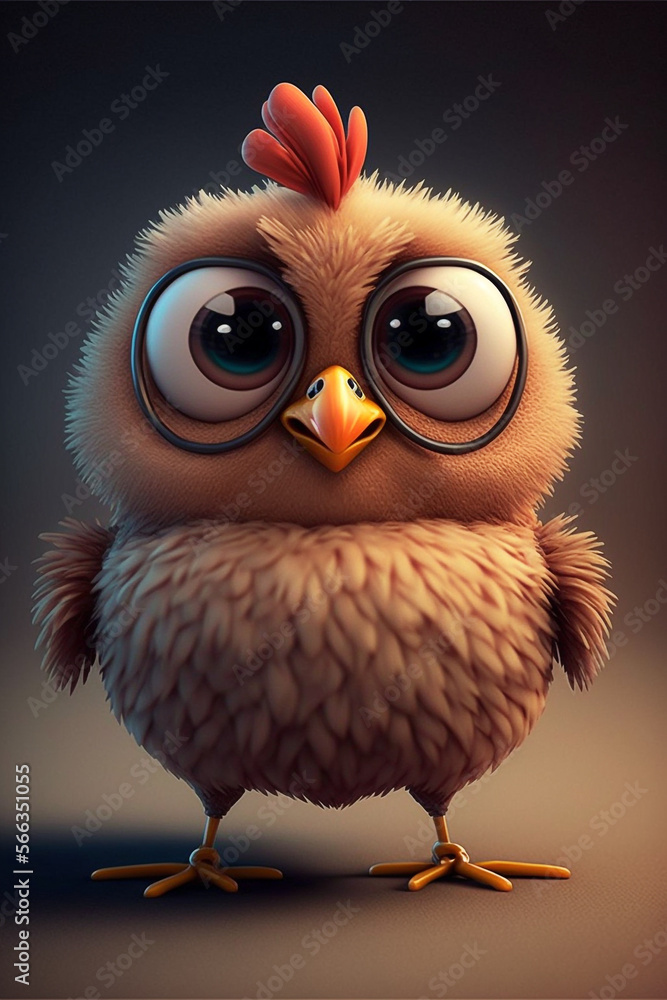 Cute Adorable Chicken with Big Eyes Generative AI Digital Illustration Part#300123