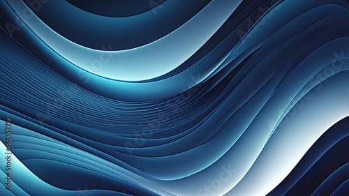 elegant wavy header design with very dark blue  strong blue and dark turquoise colors. fluid curved flowing waves and curves. Generative Ai