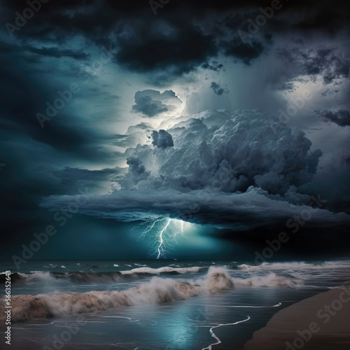 storm over the sea. sketch art for artist creativity and inspiration. generative AI © ReisMedia