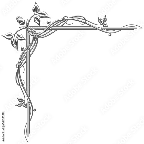 Art Deco silver corner. Art Deco style vector illustration with silhouettes of leaves creating a corner
