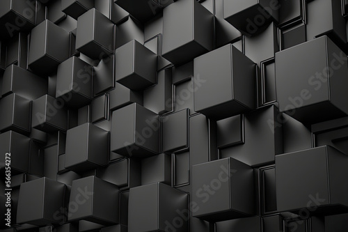 black tech background realistic 3d cube illustration  Generative Ai.