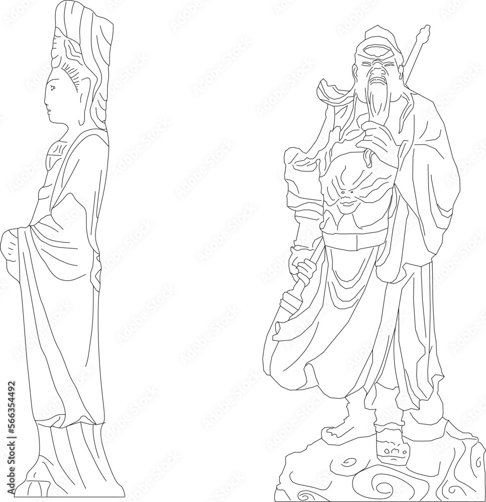 Sketch vector illustration of country ethnic traditional religious classic statue