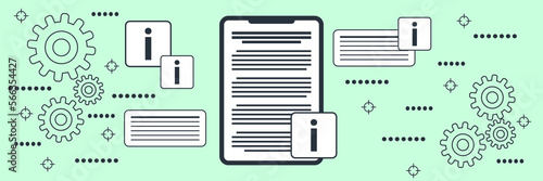 User guide, tutorial, customer support flat contour style vector concept illustration
