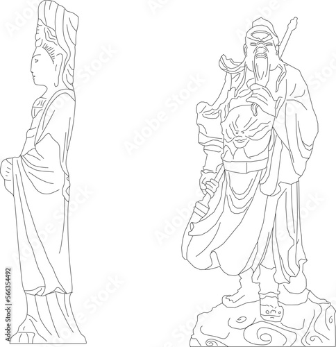 Sketch vector illustration of country ethnic traditional religious classic statue