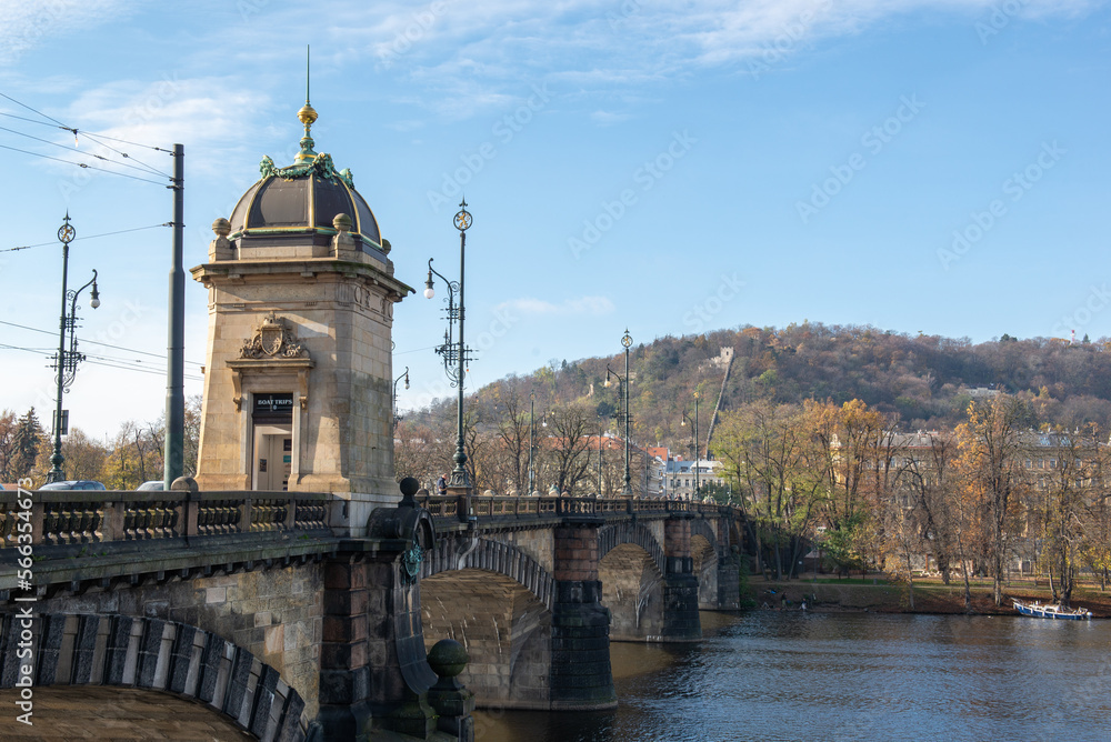 Starfy Bridge over the river in the city of Prague