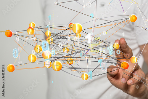 Global network. Blockchain. 3D illustration. Neural networks and artificial intelligence. Abstract  3d - connection