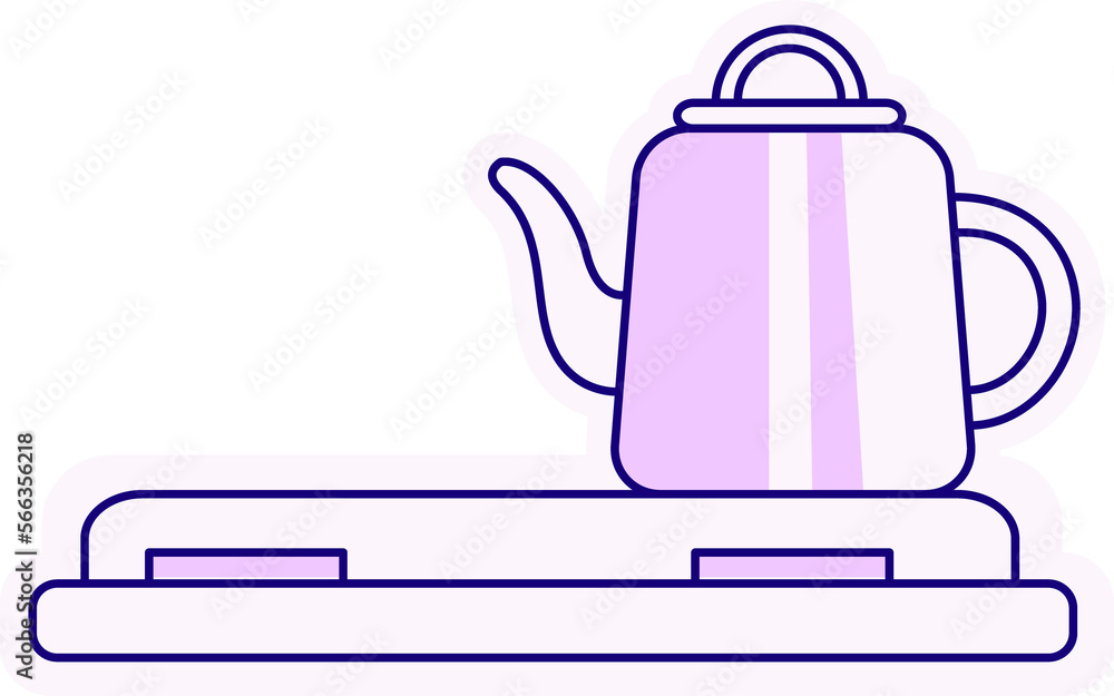 Kettle and electric range semi flat color raster element. Full sized object on white. Preparing tea. Cooking at home simple cartoon style illustration for web graphic design and animation Kettle and electric range semi flat color raster element. Full sized object on white. Preparing tea. Cooking at home simple cartoon style illustration for web graphic design and animation