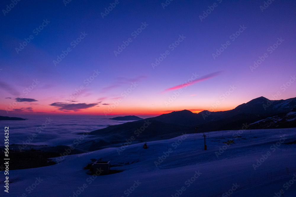 sunrise in mountains, shahdag, azerbaijan