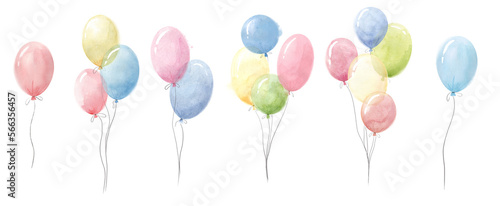 Photography Watercolor balloons set isolated 
Hand-drawn illustration.