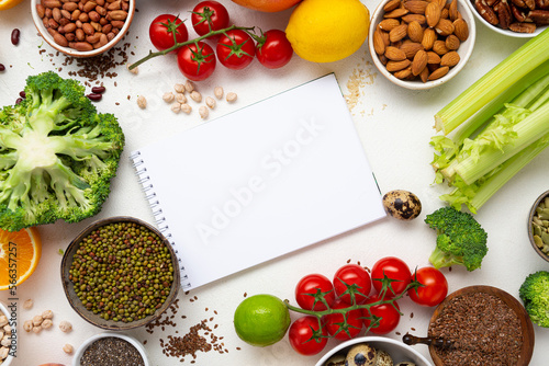 Cooking background with set fresh vegetables copy space top view