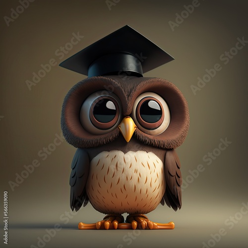 Cute Cartoon Owl with Gradu...