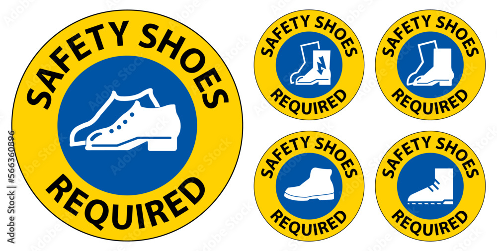 Label Floor Sign, Safety Shoes Required Label Floor Sign, Safety Shoes Required