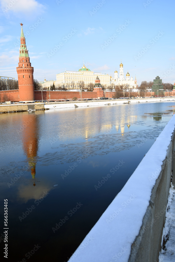 Moscow Kremlin architecture in winter