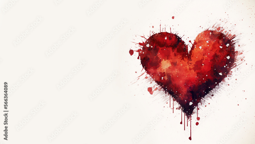 Watercolor red heart isolated on white background Watercolor red heart isolated on white background