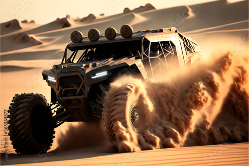 Off Road vehicle in Desert, Illustration generativ ai photo